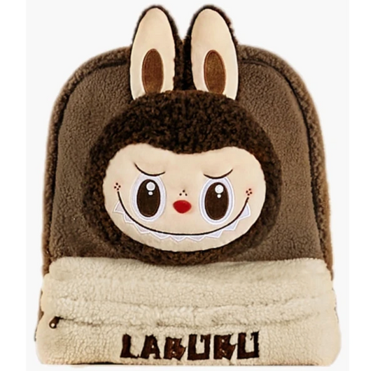 1STLABUBU Classic Bag Series - LABUBU Berber Fleece Backpack (Brown)