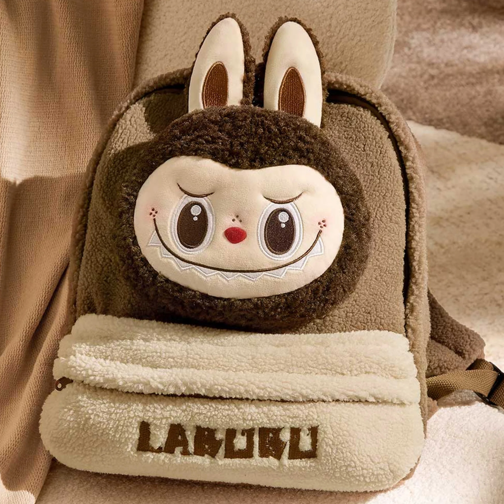 1STLABUBU Classic Bag Series - LABUBU Berber Fleece Backpack (Brown)