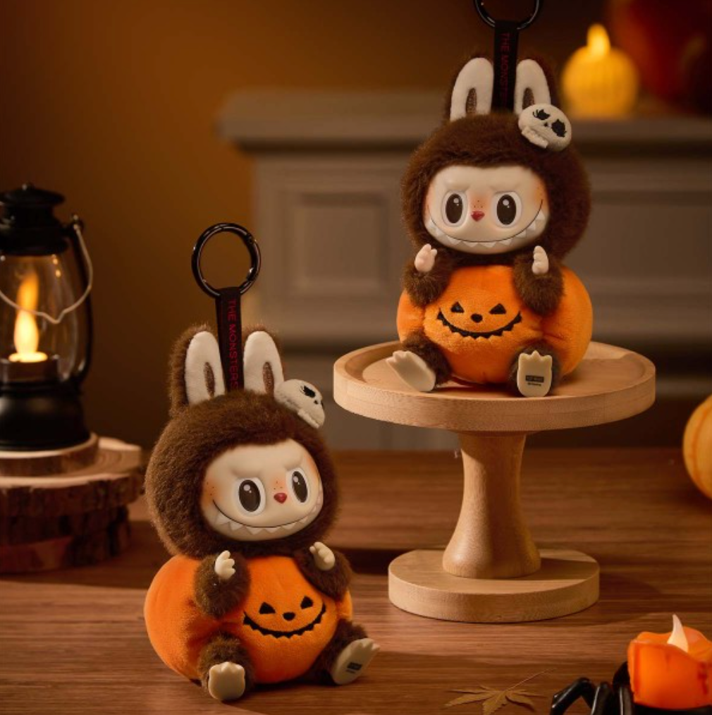 1STLABUBU Pop Mart Labubu Happy Halloween Party Series-Sitting Pumpkin Vinyl Plush Pendant
